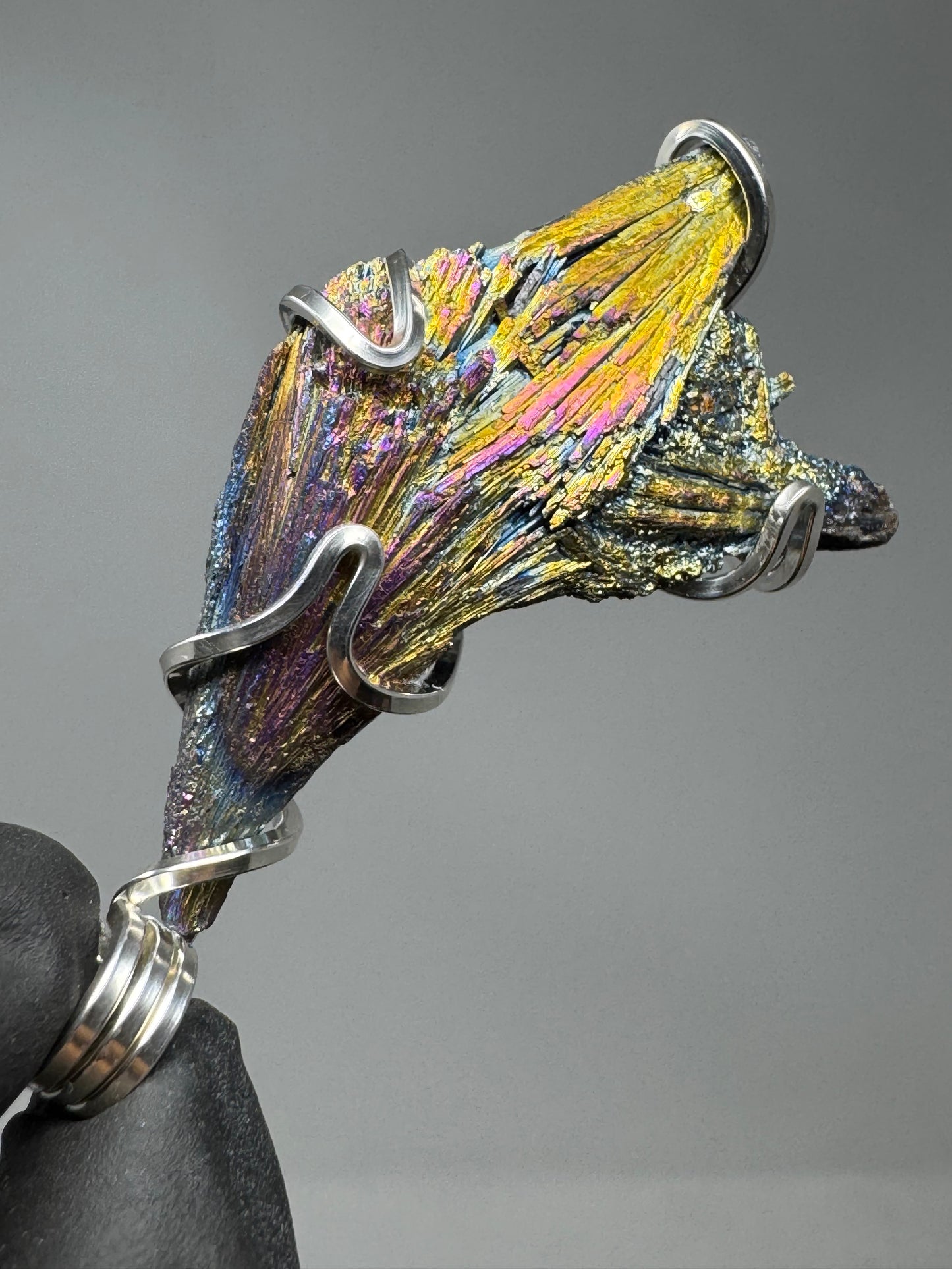 Titanium Aura Black Kyanite Sterling Silver Large PENDANT #2
