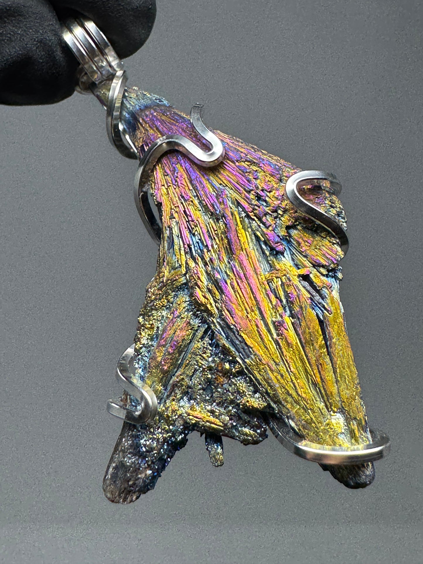 Titanium Aura Black Kyanite Sterling Silver Large PENDANT #2