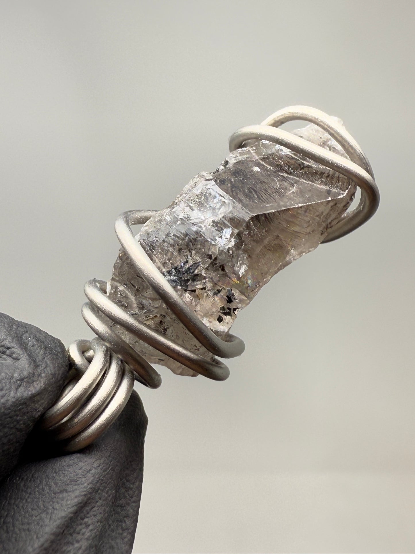 Smoky Herkimer Quartz Titanium PENDANT
