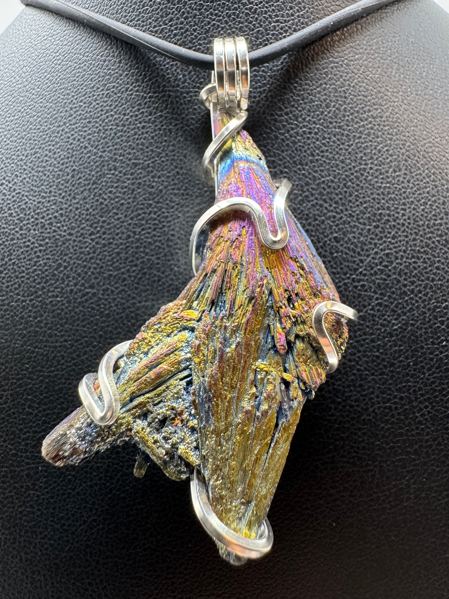 Titanium Aura Black Kyanite Sterling Silver Large PENDANT #2