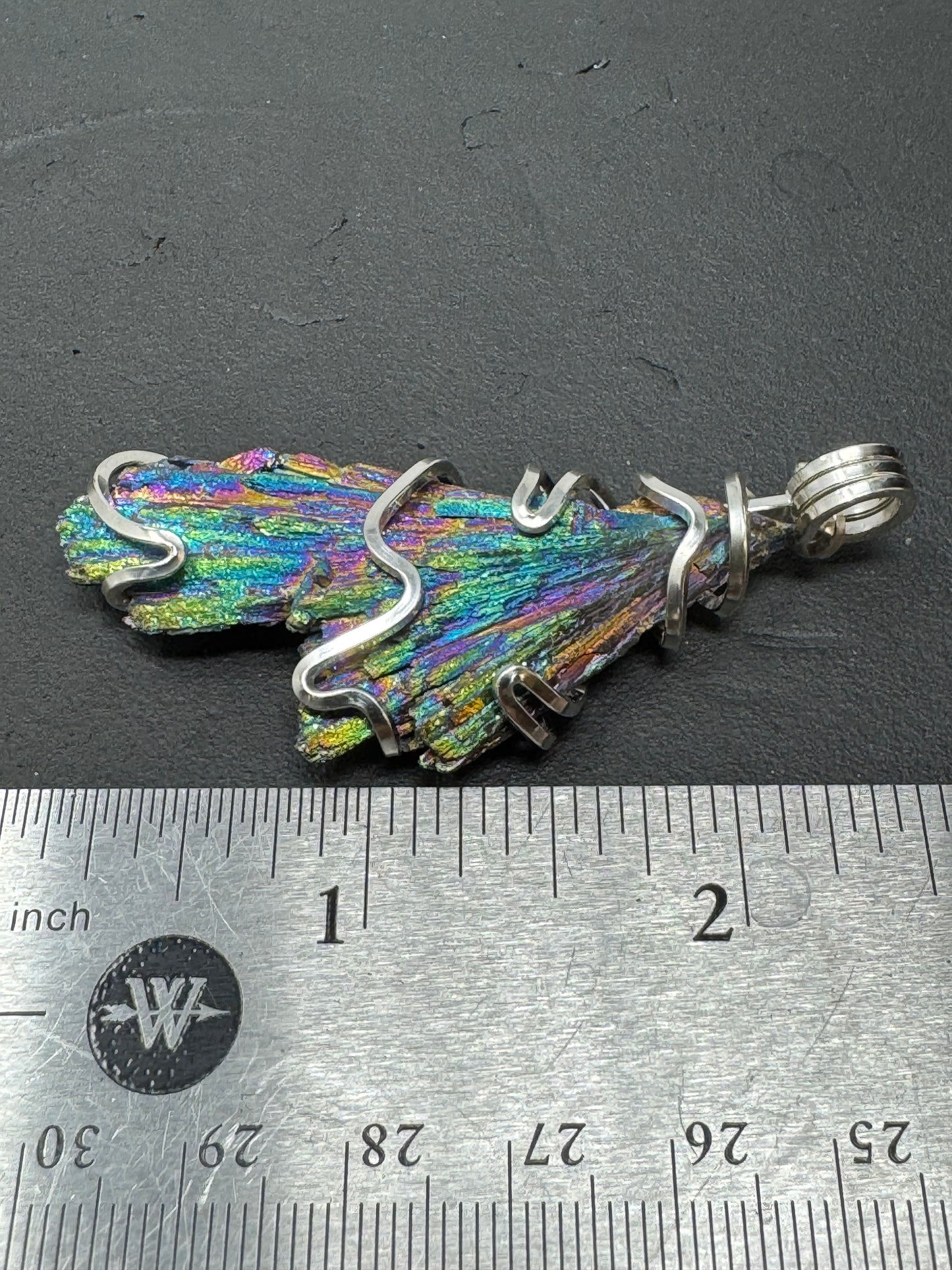 Titanium Aura Black Kyanite Sterling Silver Large PENDANT #1