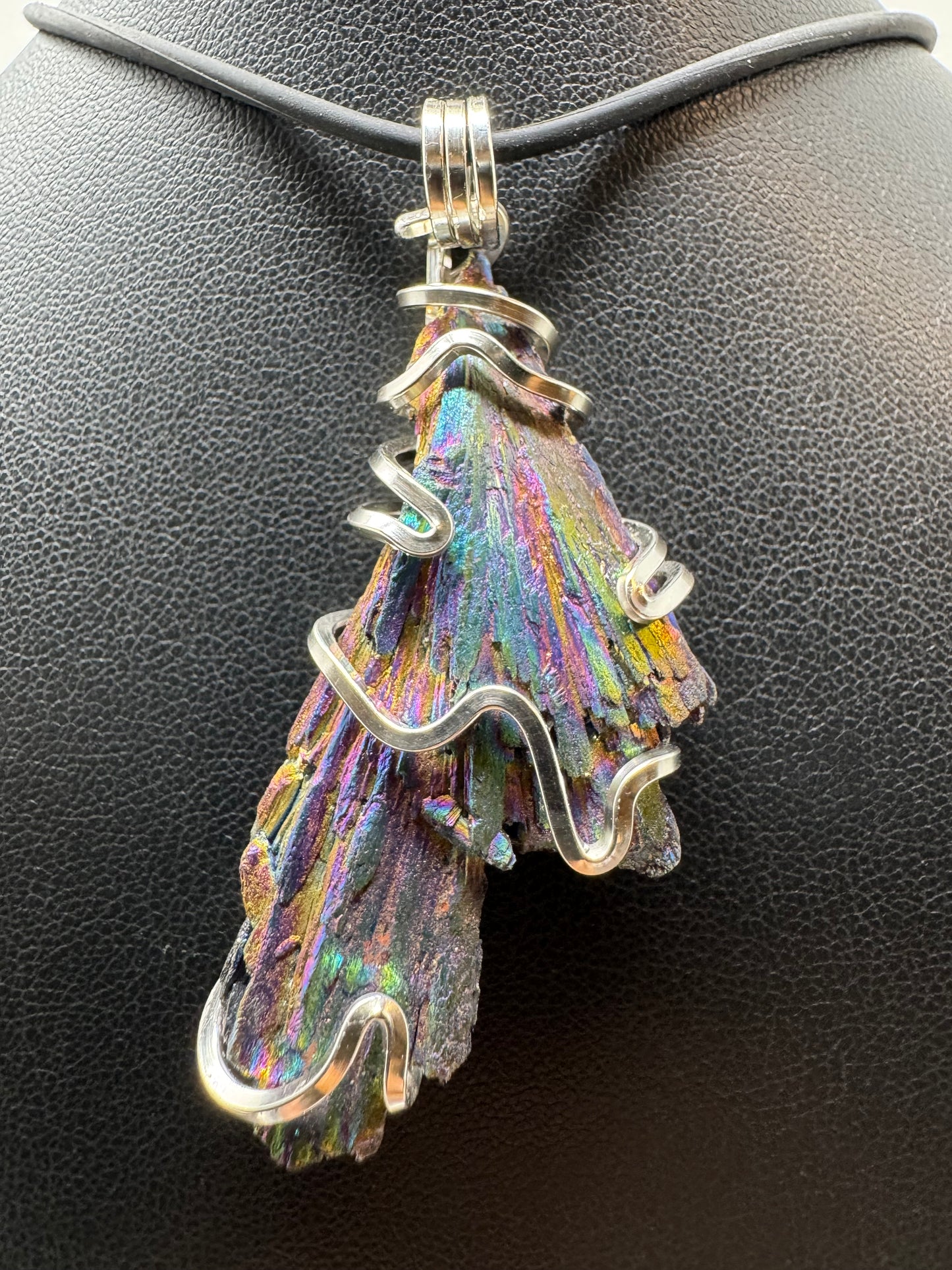 Titanium Aura Black Kyanite Sterling Silver Large PENDANT #1
