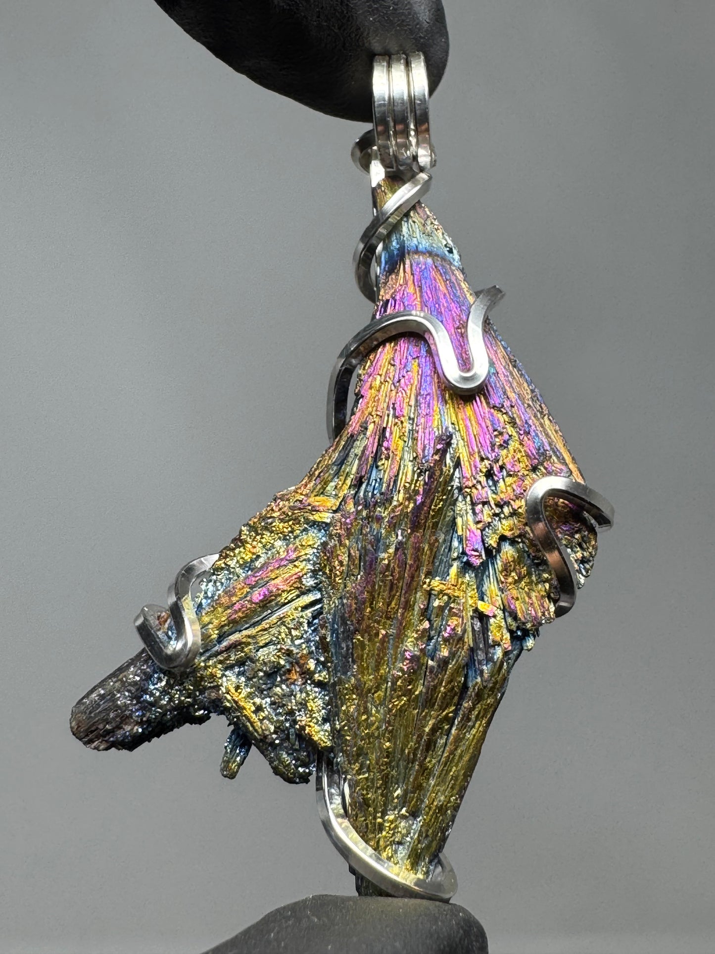 Titanium Aura Black Kyanite Sterling Silver Large PENDANT #2
