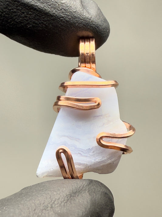 Blue Lace Agate Small Copper PENDANT