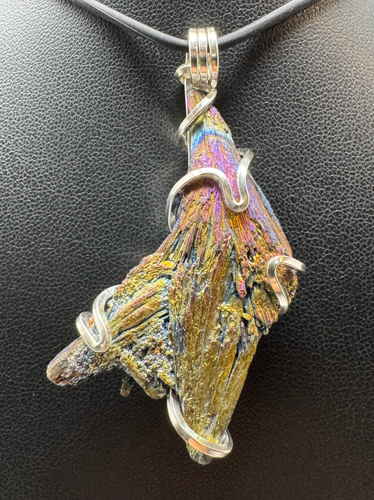 Titanium Aura Black Kyanite Sterling Silver Large PENDANT #2
