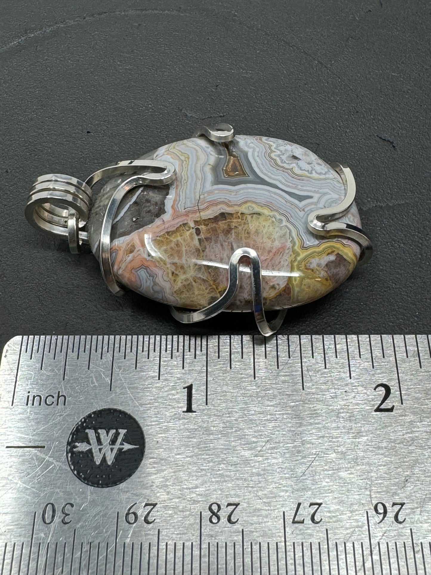 Crazy Lace Agate Sterling Silver Large PENDANT