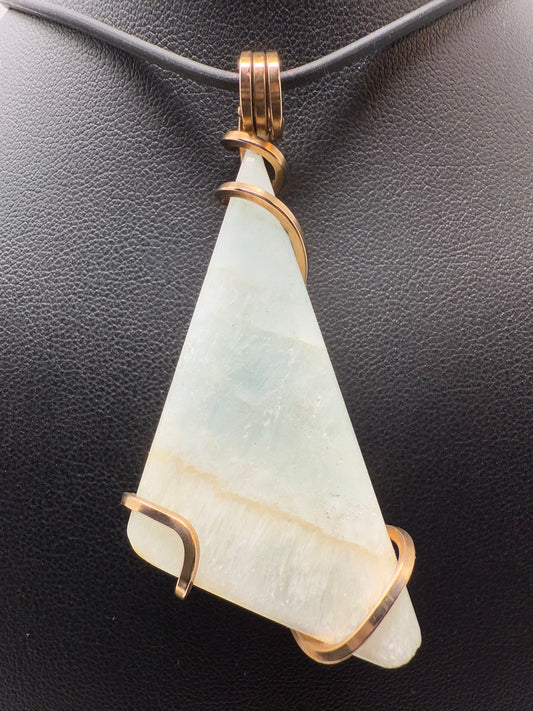 Caribbean Blue Calcite Bronze PENDANT